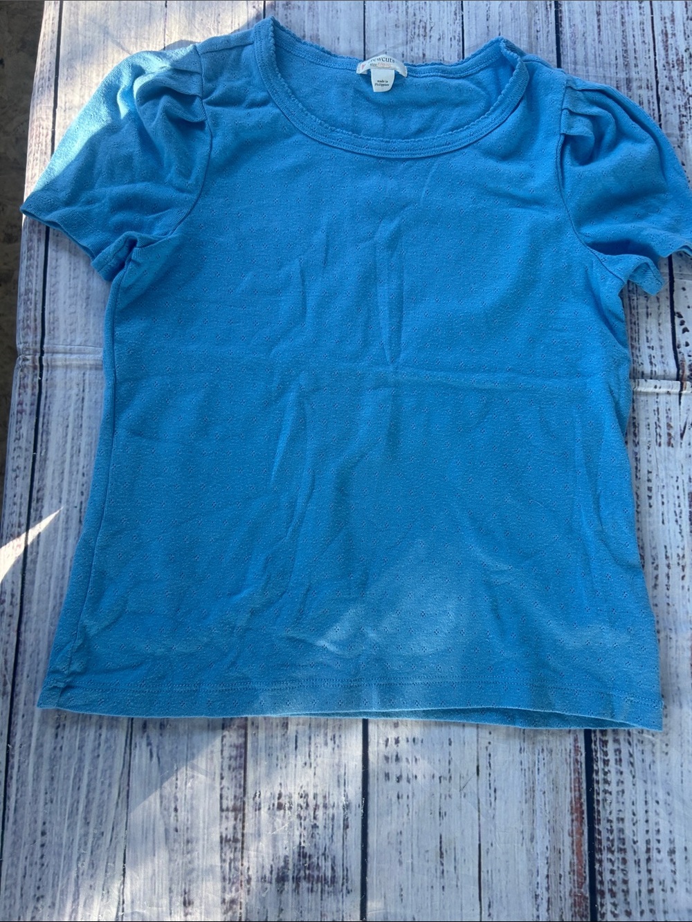 Crewcuts Blue Short Sleeve Puff Shoulder Tee